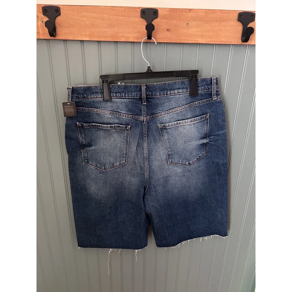 a.n.a Highest‎ Rise 90s Denim Bermuda Shorts Dark Wash Button Fly Tall Size 18T